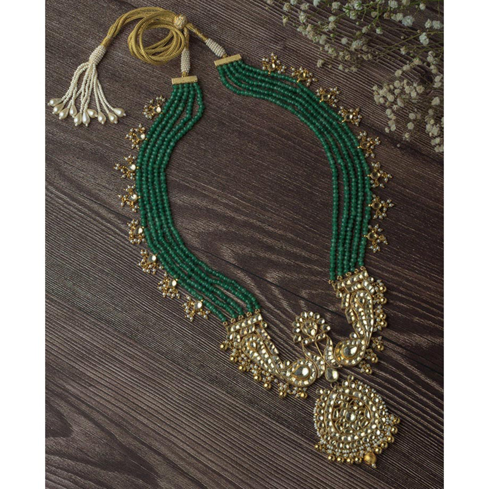 VIVINIA By Vidhi Mehra Gold Plated Green Womens Kundan Long Necklace
