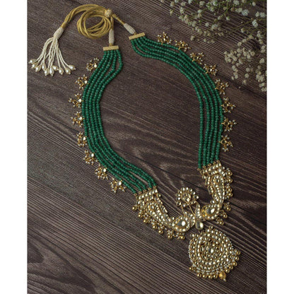 VIVINIA By Vidhi Mehra Gold Plated Green Womens Kundan Long Necklace