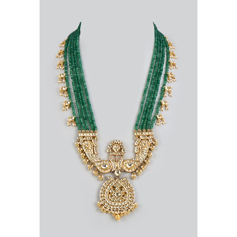 VIVINIA By Vidhi Mehra Gold Plated Green Womens Kundan Long Necklace