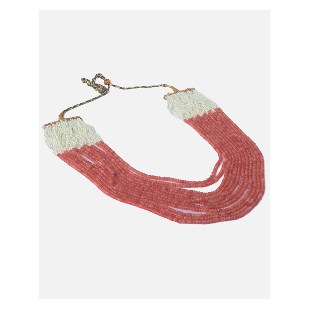 VIVINIA By Vidhi Mehra Orange And White Womens Beads Long Necklace