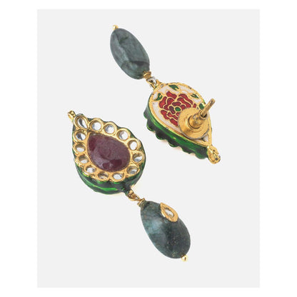 VIVINIA By Vidhi Mehra Gold Plated Multicolored Womens Short Necklace Set With Earrings