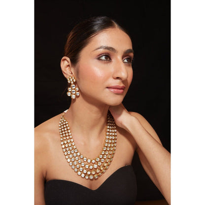 VIVINIA By Vidhi Mehra Aatman Gold Plated Womens Kundan Polki Necklace Set With Earrings