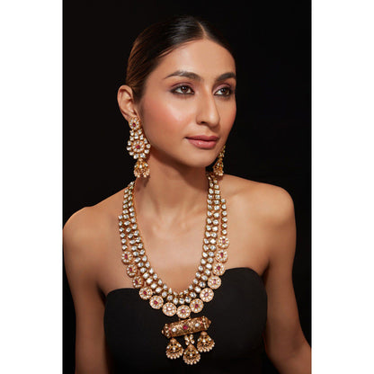 VIVINIA By Vidhi Mehra Aatman Gold Plated Red Womens Synthetic Stone Necklace Set