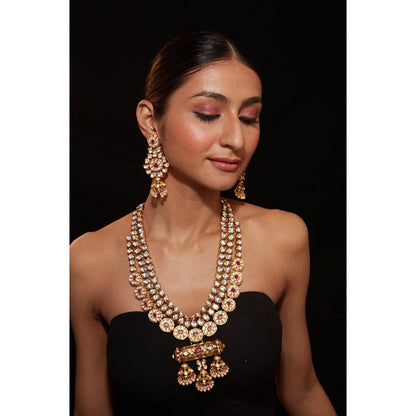 VIVINIA By Vidhi Mehra Aatman Gold Plated Red Womens Synthetic Stone Necklace Set