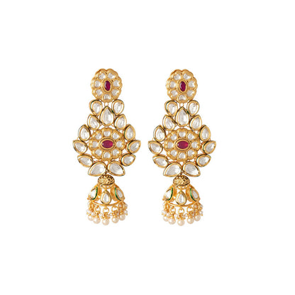 VIVINIA By Vidhi Mehra Aatman Gold Plated Red Womens Synthetic Stone Necklace Set