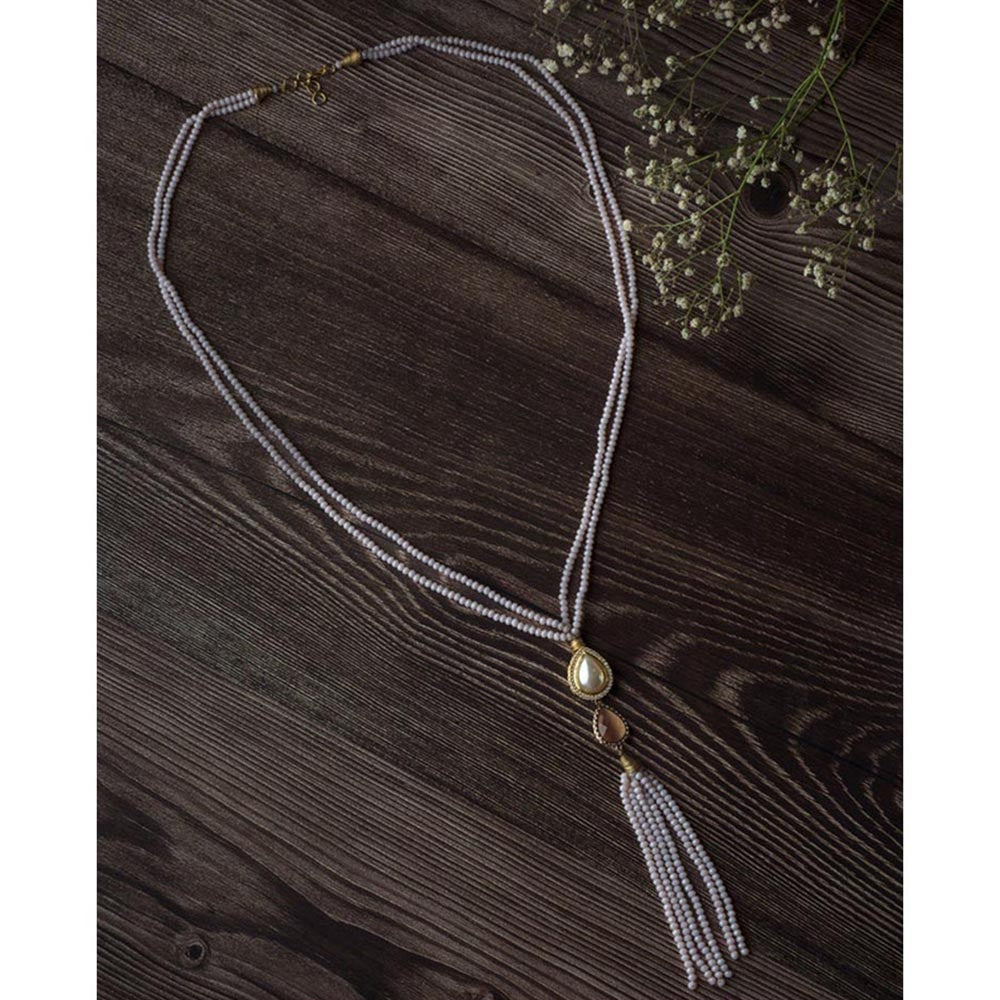 VIVINIA By Vidhi Mehra Gold Plated Purple Womens Beads Long Mala Necklace