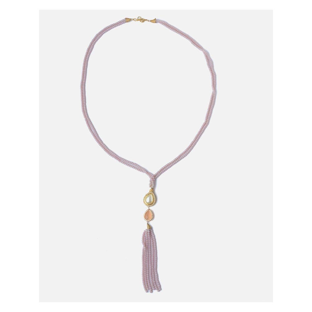 VIVINIA By Vidhi Mehra Gold Plated Purple Womens Beads Long Mala Necklace