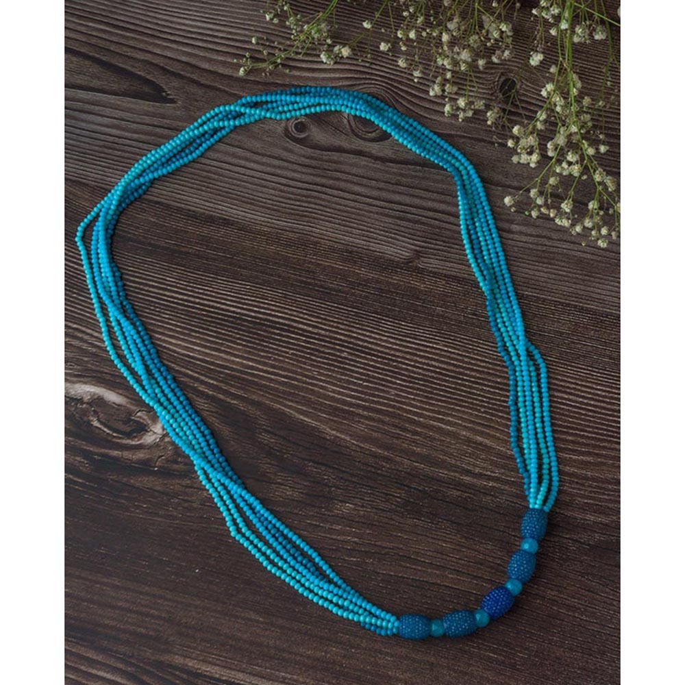 VIVINIA By Vidhi Mehra Blue Womens Beads Long Mala Necklace