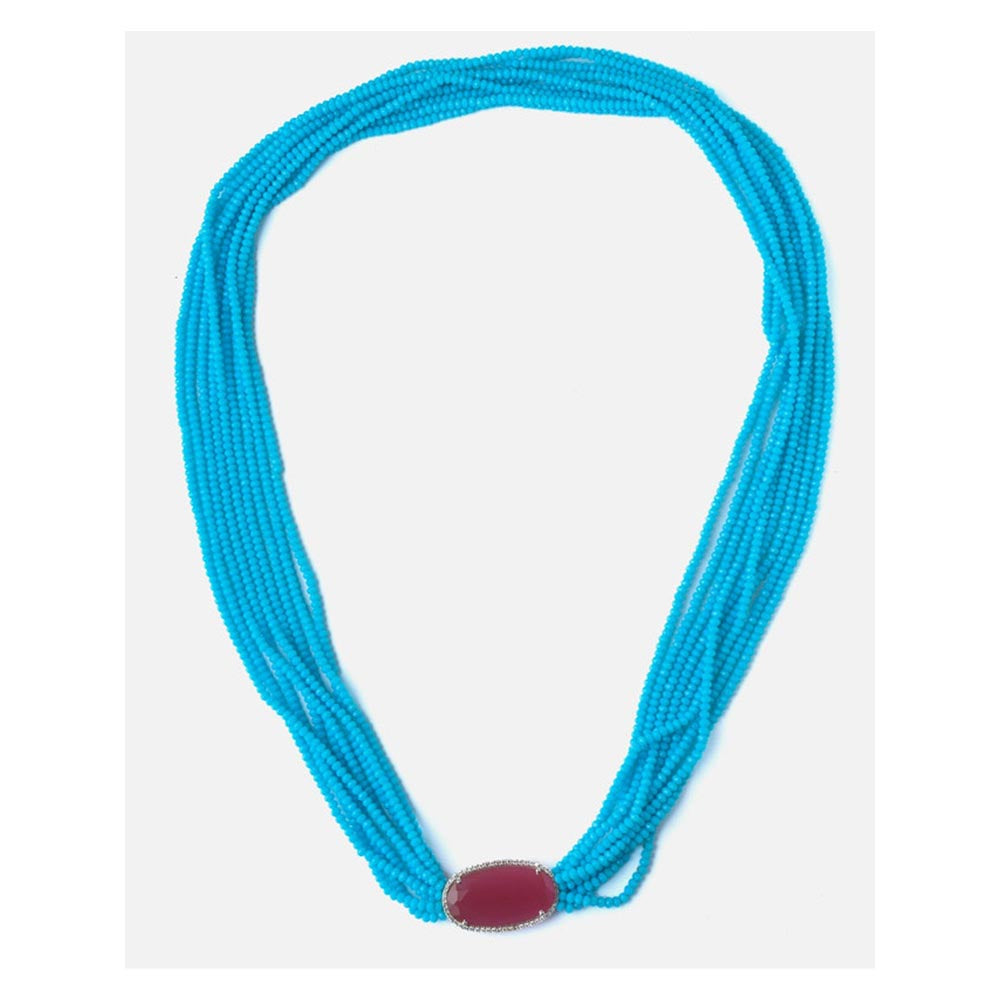 VIVINIA By Vidhi Mehra Blue And Brown Womens Beads Long Mala Necklace