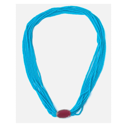 VIVINIA By Vidhi Mehra Blue And Brown Womens Beads Long Mala Necklace