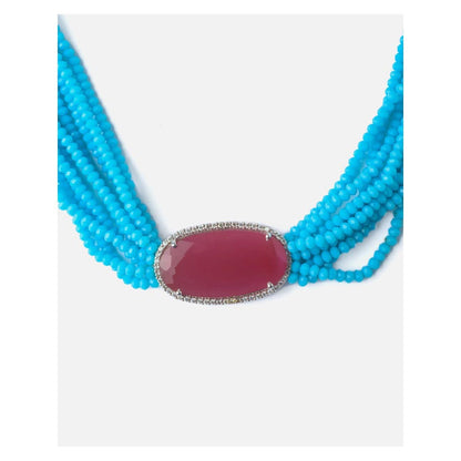 VIVINIA By Vidhi Mehra Blue And Brown Womens Beads Long Mala Necklace