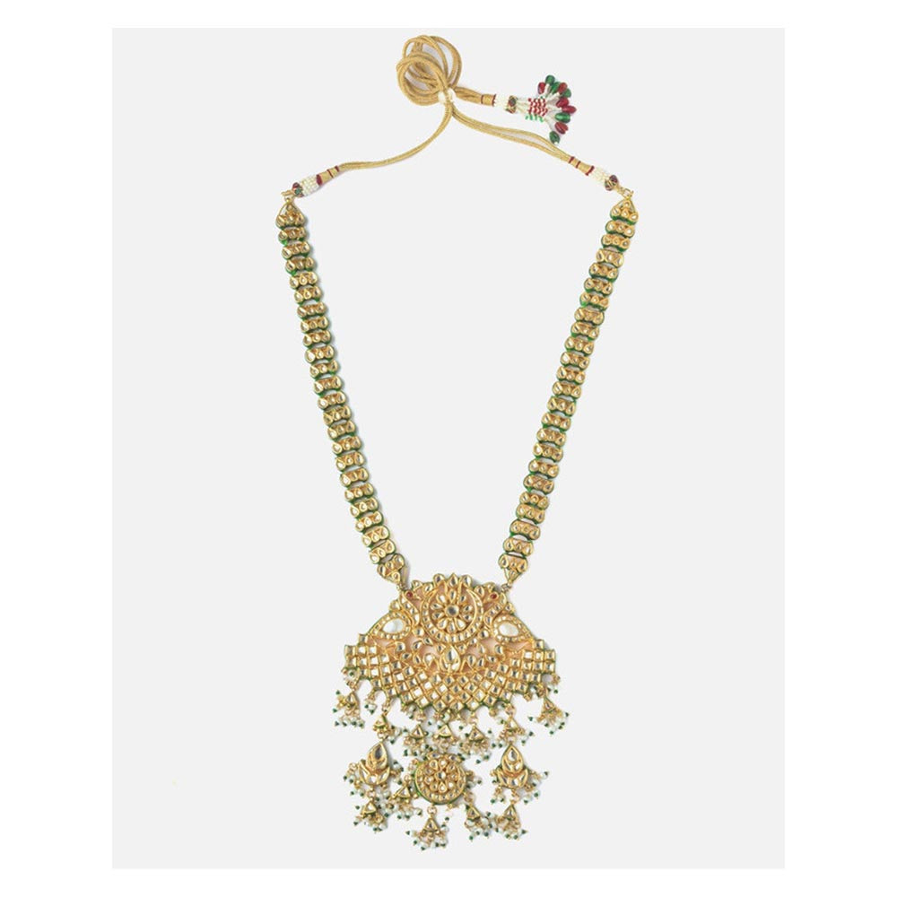 VIVINIA By Vidhi Mehra Gold Plated Green Womens Kundan Long Necklace