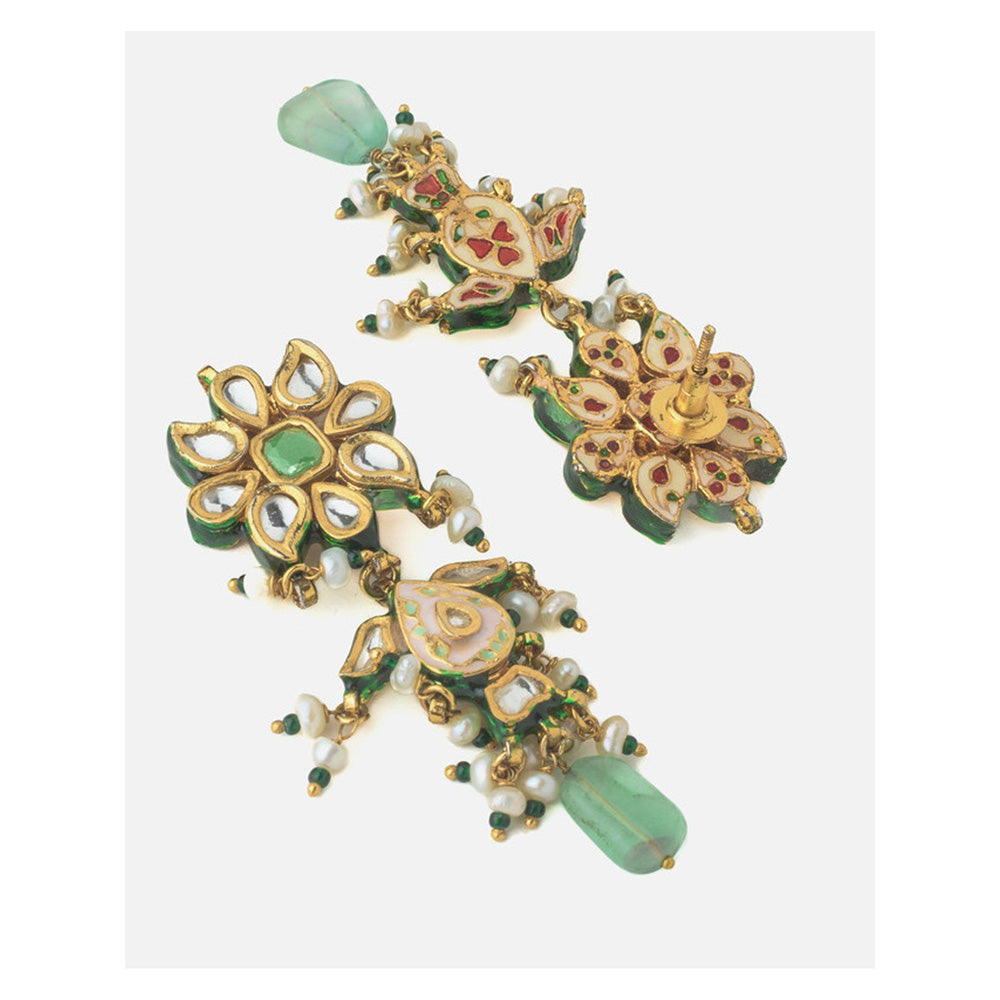 VIVINIA By Vidhi Mehra Gold Plated Multicolored Womens Choker Necklace Set With Earrings