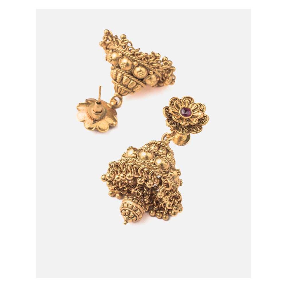 VIVINIA By Vidhi Mehra Isvaraah Gold Plated Womens Temple Long Necklace Set With Earrings