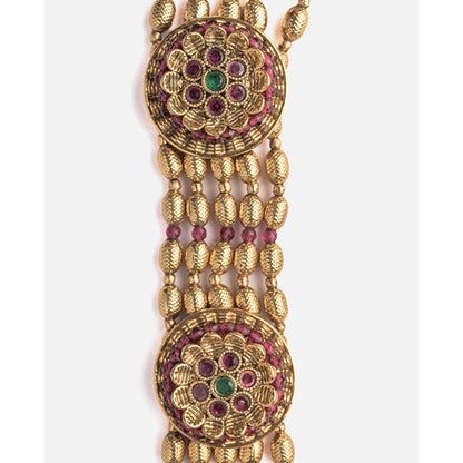 VIVINIA By Vidhi Mehra Isvaraah Gold Plated Womens Temple Long Necklace Set With Earrings