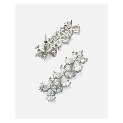 VIVINIA By Vidhi Mehra Zia Silver Plated Womens Zircon Short Necklace Set With Earrings