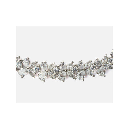 VIVINIA By Vidhi Mehra Zia Silver Plated Womens Zircon Short Necklace Set With Earrings