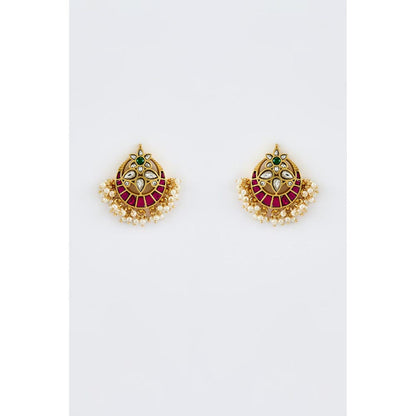 VIVINIA By Vidhi Mehra Saadgi Gold Plated White Womens Kundan Polki Long Necklace Set