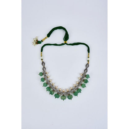 VIVINIA By Vidhi Mehra Florence Green Womens Kundan Polki Short Necklace Set With Earrings