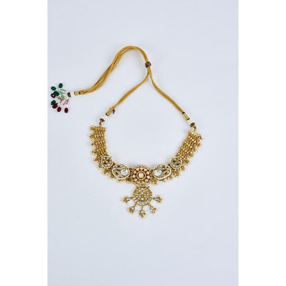 VIVINIA By Vidhi Mehra Saadgi Gold Plated Womens Kundan Polki Short Necklace Set With Earrings
