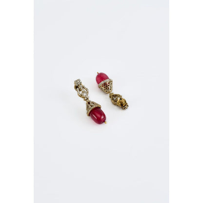 VIVINIA By Vidhi Mehra Florence Silver Plated Red Womens Pearl Short Necklace Set