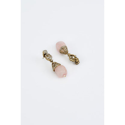 VIVINIA By Vidhi Mehra Florence Gold Plated Pink Womens Pearl Short Necklace Set With Earrings