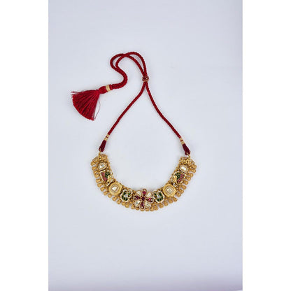 VIVINIA By Vidhi Mehra Morpankh Gold Plated Multi Womens Kundan Polki Choker Necklace Sets