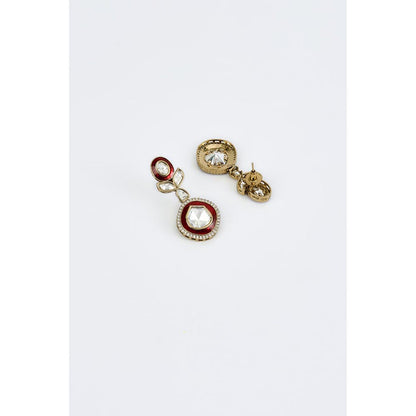 VIVINIA By Vidhi Mehra Burgundy Gold Plated Red Womens Kundan Polki Short Necklace Sets