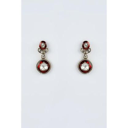 VIVINIA By Vidhi Mehra Burgundy Gold Plated Red Womens Kundan Polki Short Necklace Sets