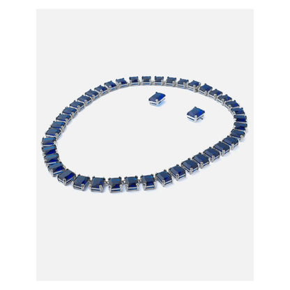 VIVINIA By Vidhi Mehra Silver Plated Blue Womens Short Necklace Set With Earrings