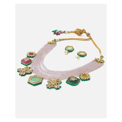 VIVINIA By Vidhi Mehra Gold Plated Purple Womens Long Necklace Set With Earrings