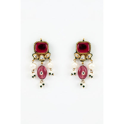 VIVINIA By Vidhi Mehra Saadgi Gold Plated Red Kundan Polki Womens Choker Necklace Set