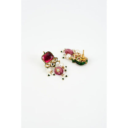 VIVINIA By Vidhi Mehra Saadgi Gold Plated Red Kundan Polki Womens Choker Necklace Set