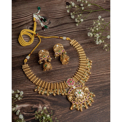 VIVINIA By Vidhi Mehra Isvaraah 2.0 Gold Plated Short Necklace Set With Earrings