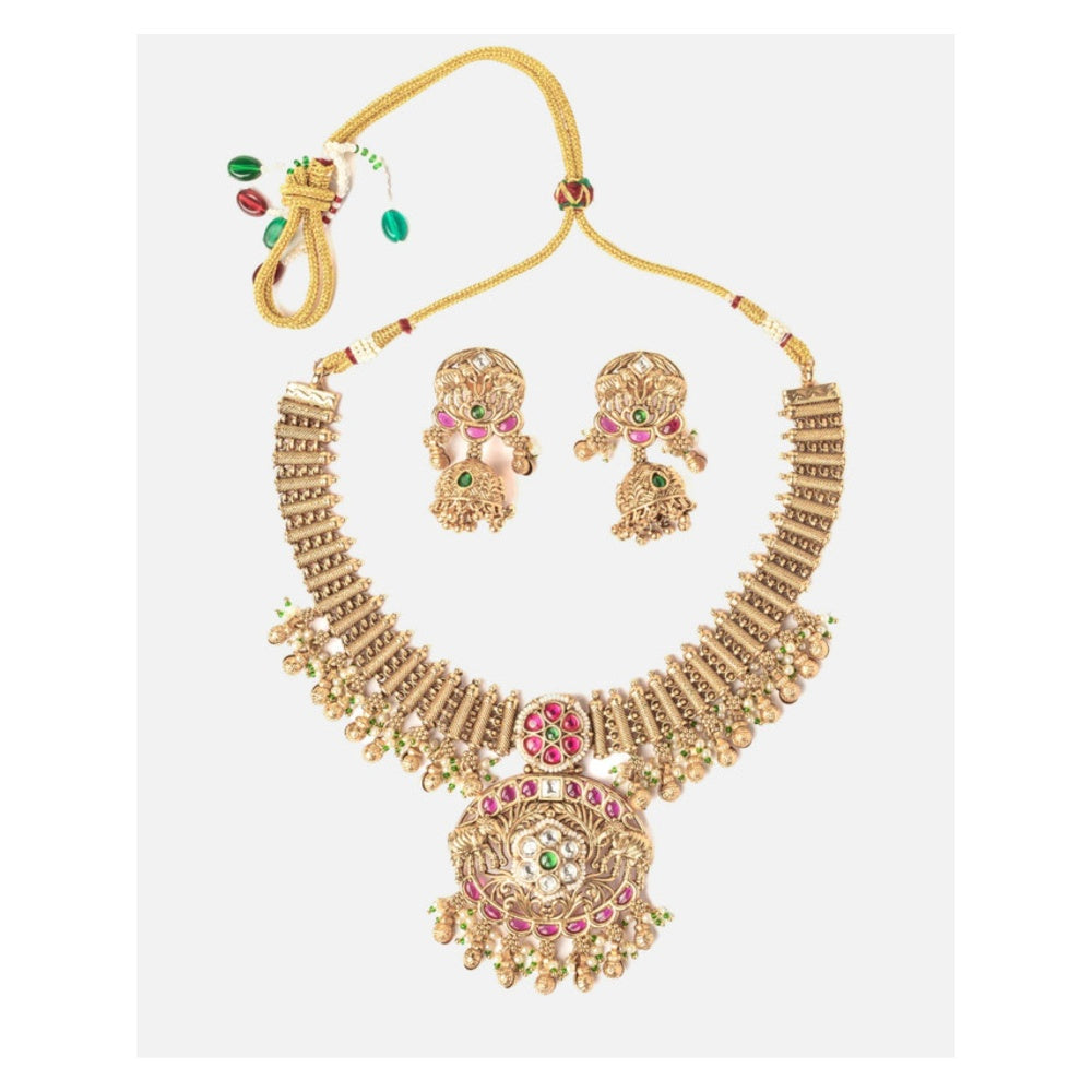 VIVINIA By Vidhi Mehra Isvaraah 2.0 Gold Plated Short Necklace Set With Earrings