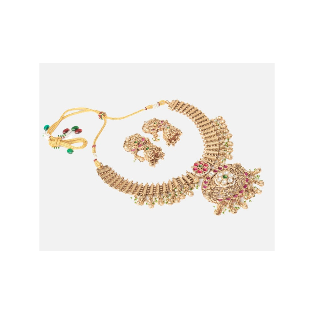 VIVINIA By Vidhi Mehra Isvaraah 2.0 Gold Plated Short Necklace Set With Earrings