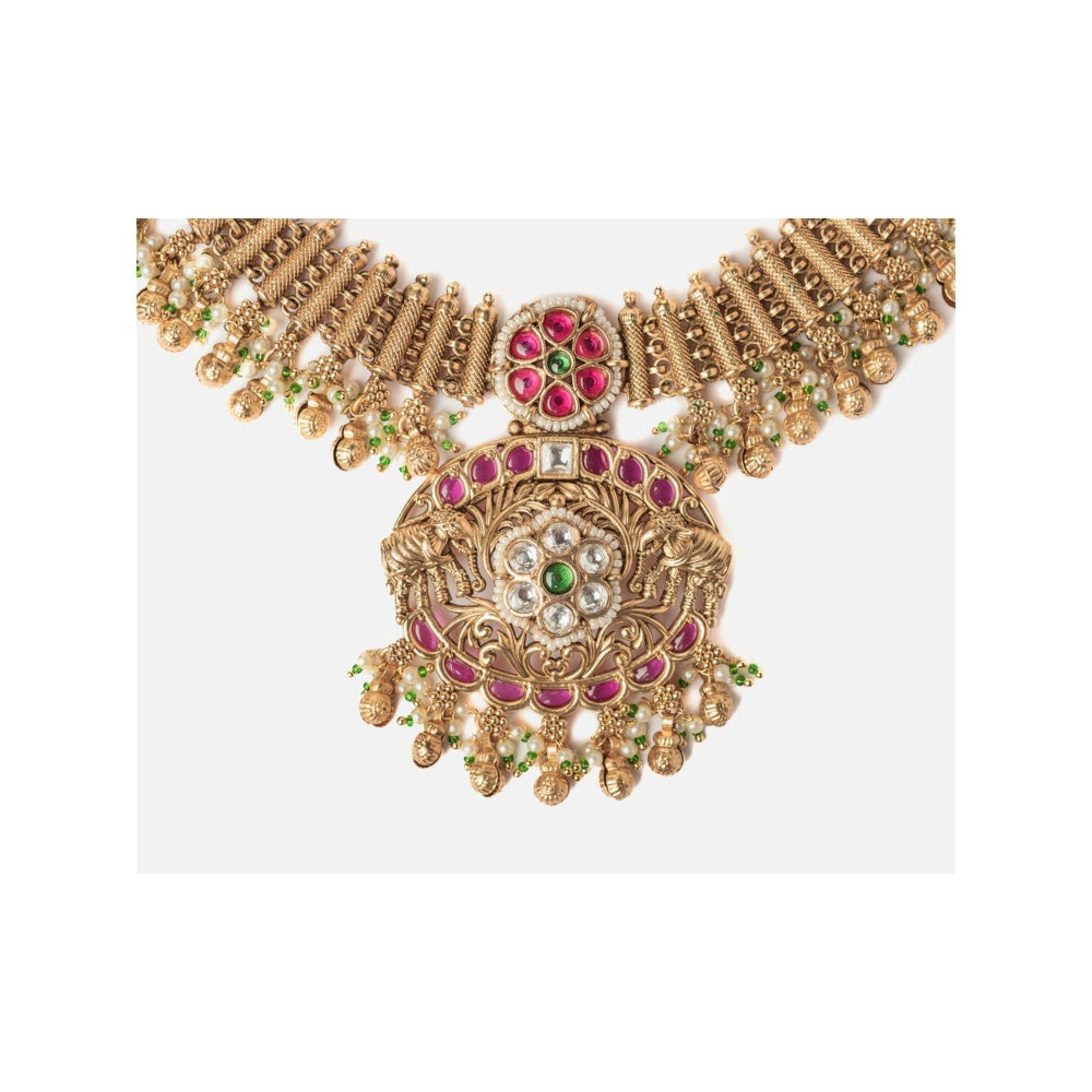 VIVINIA By Vidhi Mehra Isvaraah 2.0 Gold Plated Short Necklace Set With Earrings