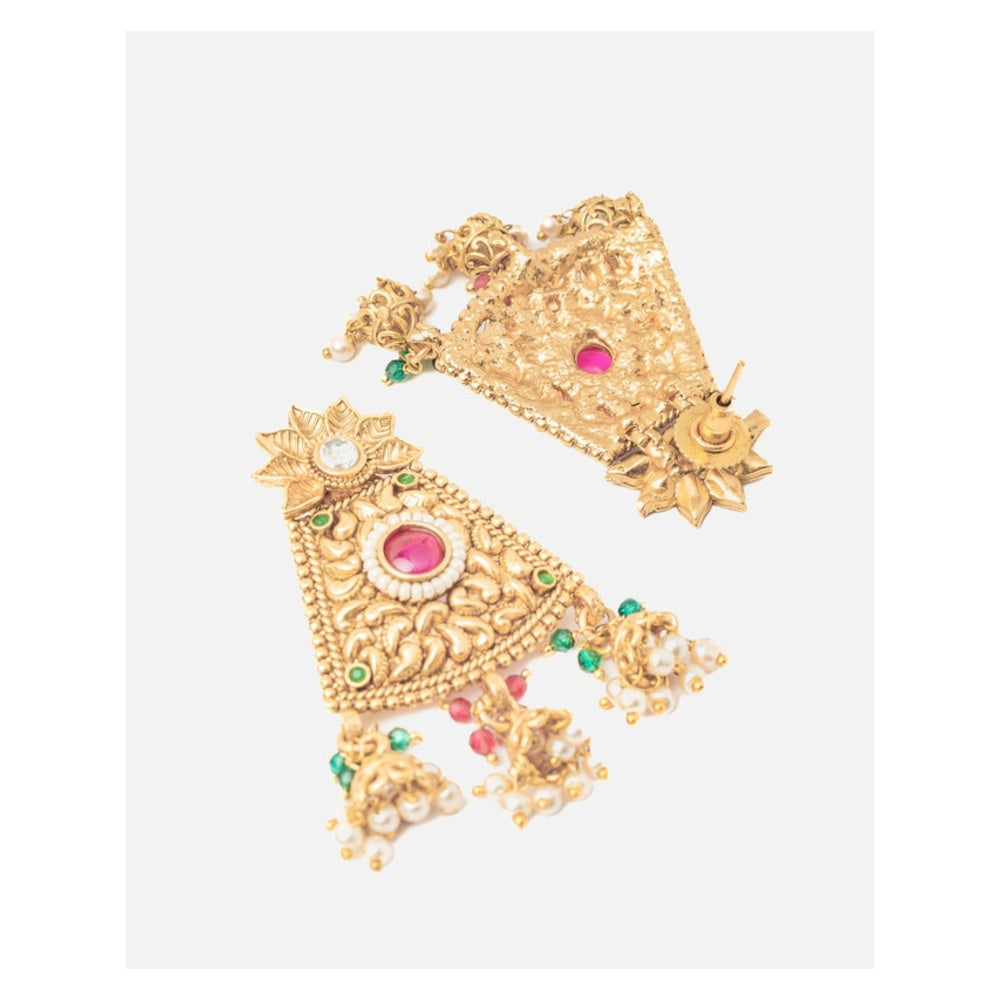 VIVINIA By Vidhi Mehra Isvaraah 2.0 Gold Plated Green Choker Necklace Set With Earrings