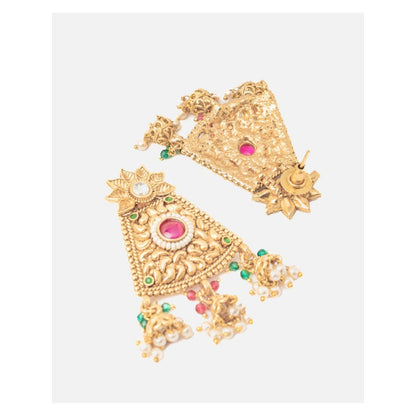 VIVINIA By Vidhi Mehra Isvaraah 2.0 Gold Plated Green Choker Necklace Set With Earrings