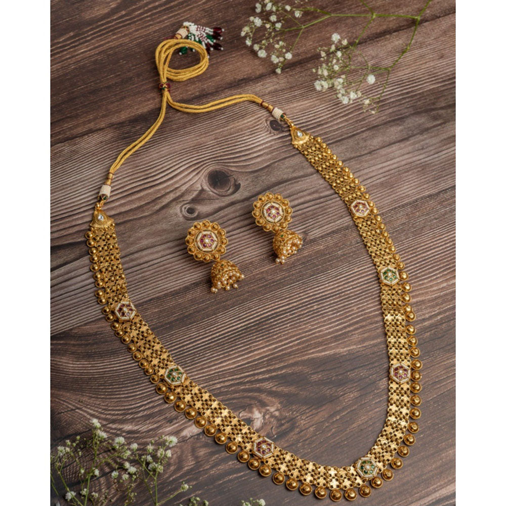 VIVINIA By Vidhi Mehra Isvaraah 2.0 Gold Plated Long Necklace Set With Earrings
