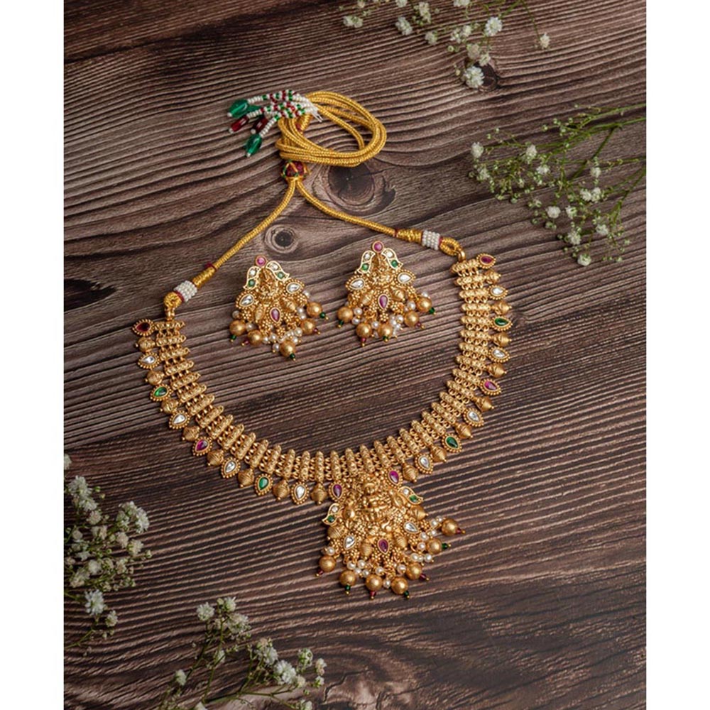 VIVINIA By Vidhi Mehra Isvaraah 2.0 Gold Plated Short Necklace Set With Earrings
