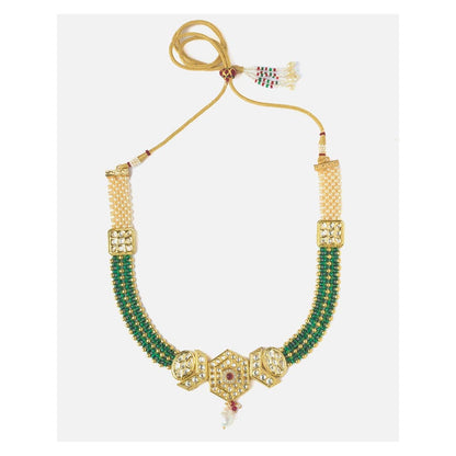 VIVINIA By Vidhi Mehra Gold Plated Green Womens Kundan Short Necklace