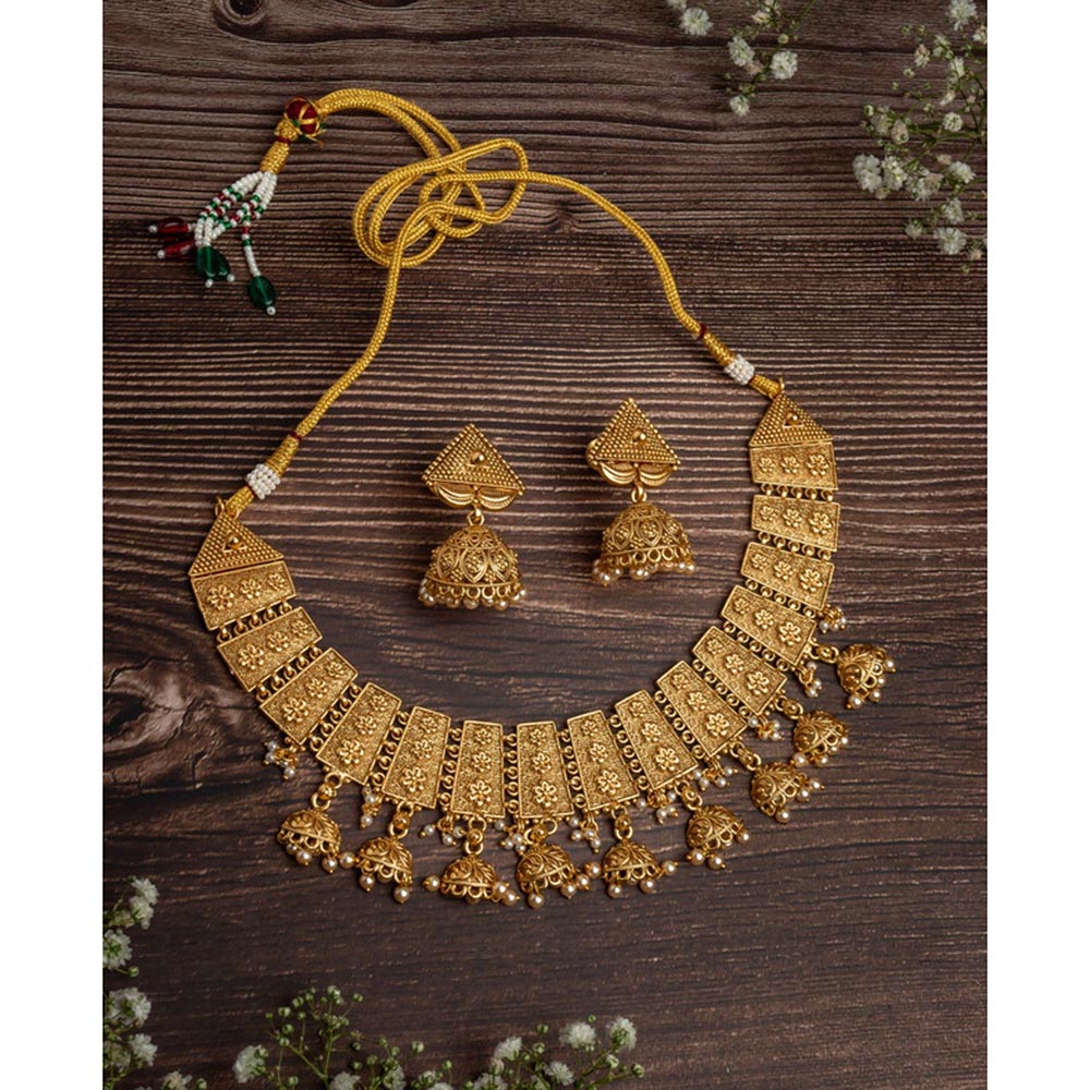 VIVINIA By Vidhi Mehra Isvaraah 2.0 Gold Plated Short Necklace Set With Earrings