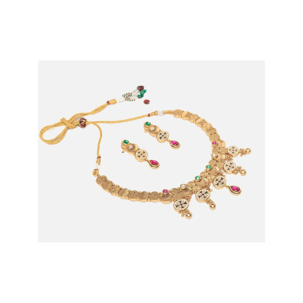 VIVINIA By Vidhi Mehra Isvaraah 2.0 Gold Plated Multicolored Choker Necklace Set With Earrings