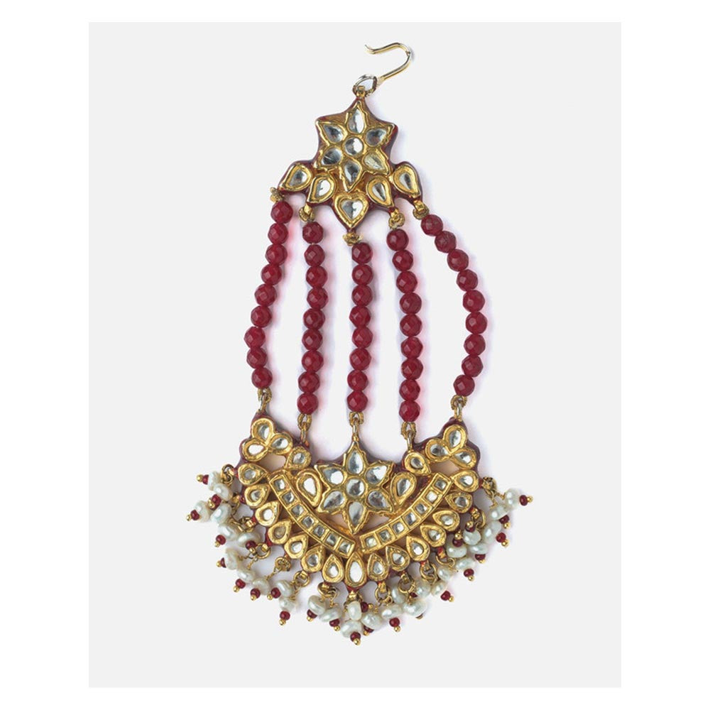 VIVINIA By Vidhi Mehra Gold Plated Red Womens Beaded Pasa