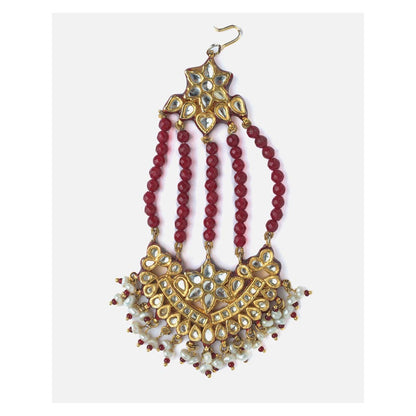 VIVINIA By Vidhi Mehra Gold Plated Red Womens Beaded Pasa