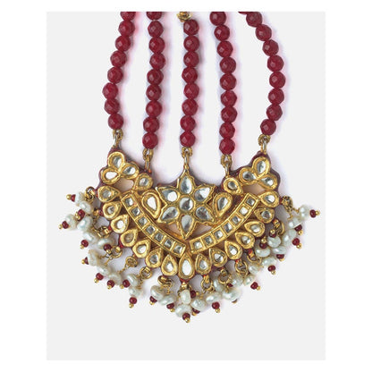 VIVINIA By Vidhi Mehra Gold Plated Red Womens Beaded Pasa