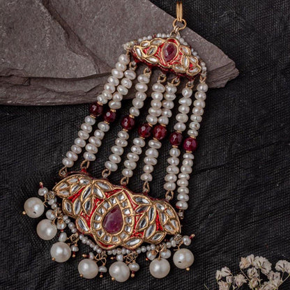 VIVINIA By Vidhi Mehra Gold Plated Red Womens Kundan Polki Paasa