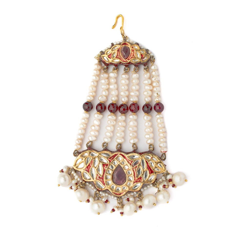 VIVINIA By Vidhi Mehra Gold Plated Red Womens Kundan Polki Paasa