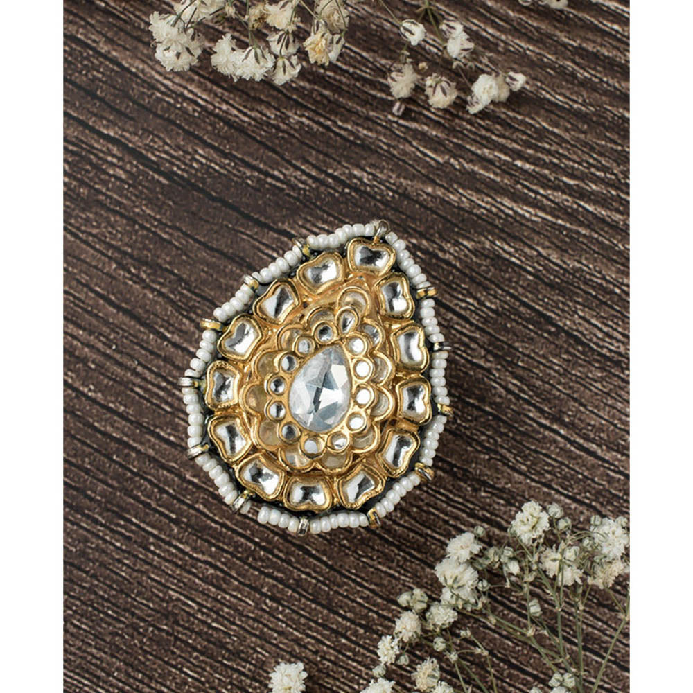 VIVINIA By Vidhi Mehra Saadgi Gold Plated Womens Kundan Polki Ring